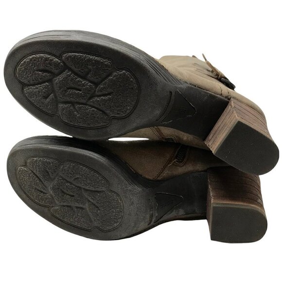 Born Womens Riding Boots W22441 Brown Leather Block Heel Zip Buckle Straps 9 - Picture 2 of 12